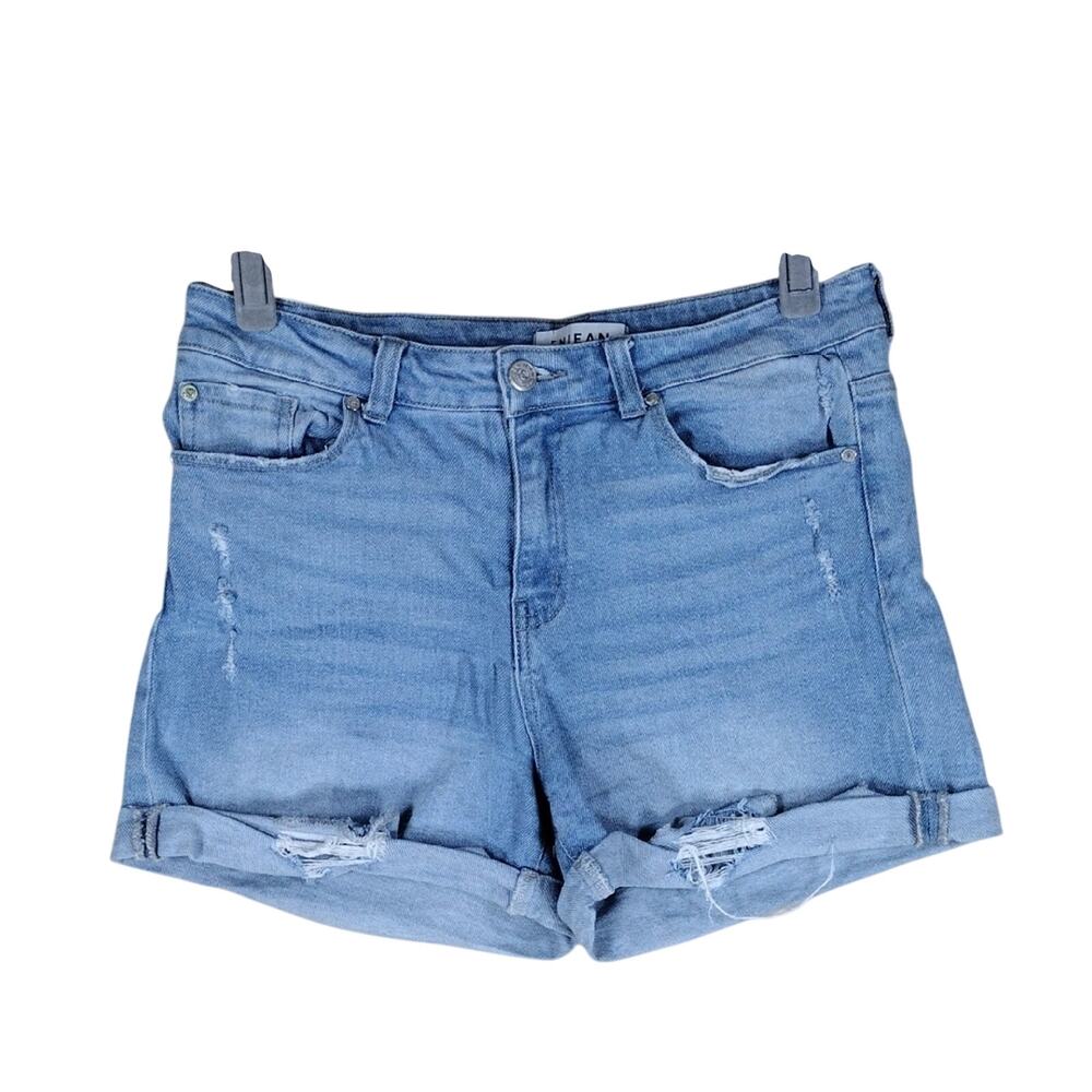 Enjean Light Blue Casual Ripped Distressed Beach Boho Jean Denim Booty Shorts